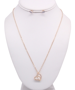 Heart Pendant Necklace with Earrings NB810024 GOLD